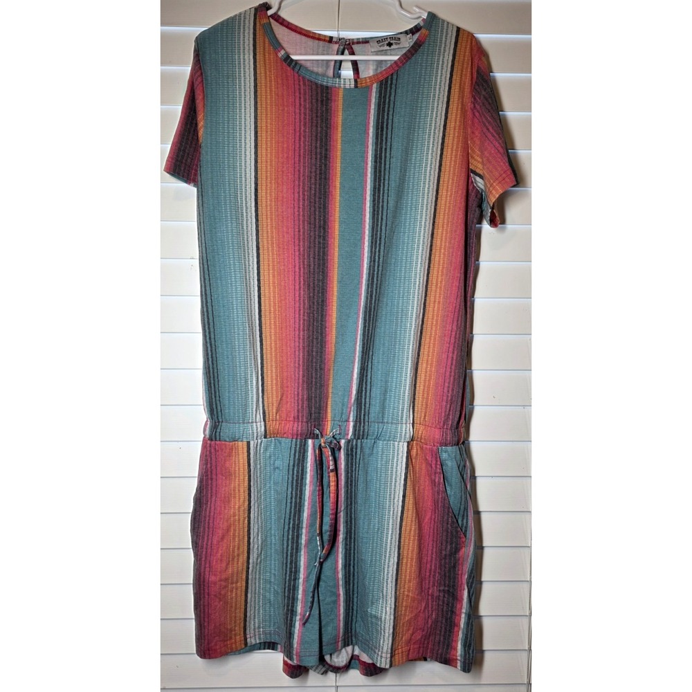Crazy Train Siesta Serape Romper Short‎ Striped One Piece Boho Aztec Western XL
